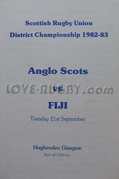 1982 Anglo Scots v Fiji  Rugby Programme